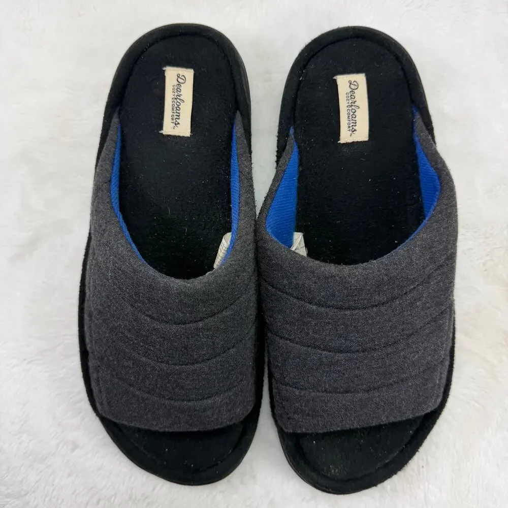 Dearfoams Men’s Cozy Comfort Knit Slip-On Gel-Infused Slippers Size 11-12